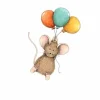 Anillustration Ansichtkaart Muisje hangt aan ballonnen
