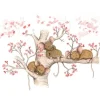 Anillustration Ansichtkaart Slapende muisjes bloesemboom
