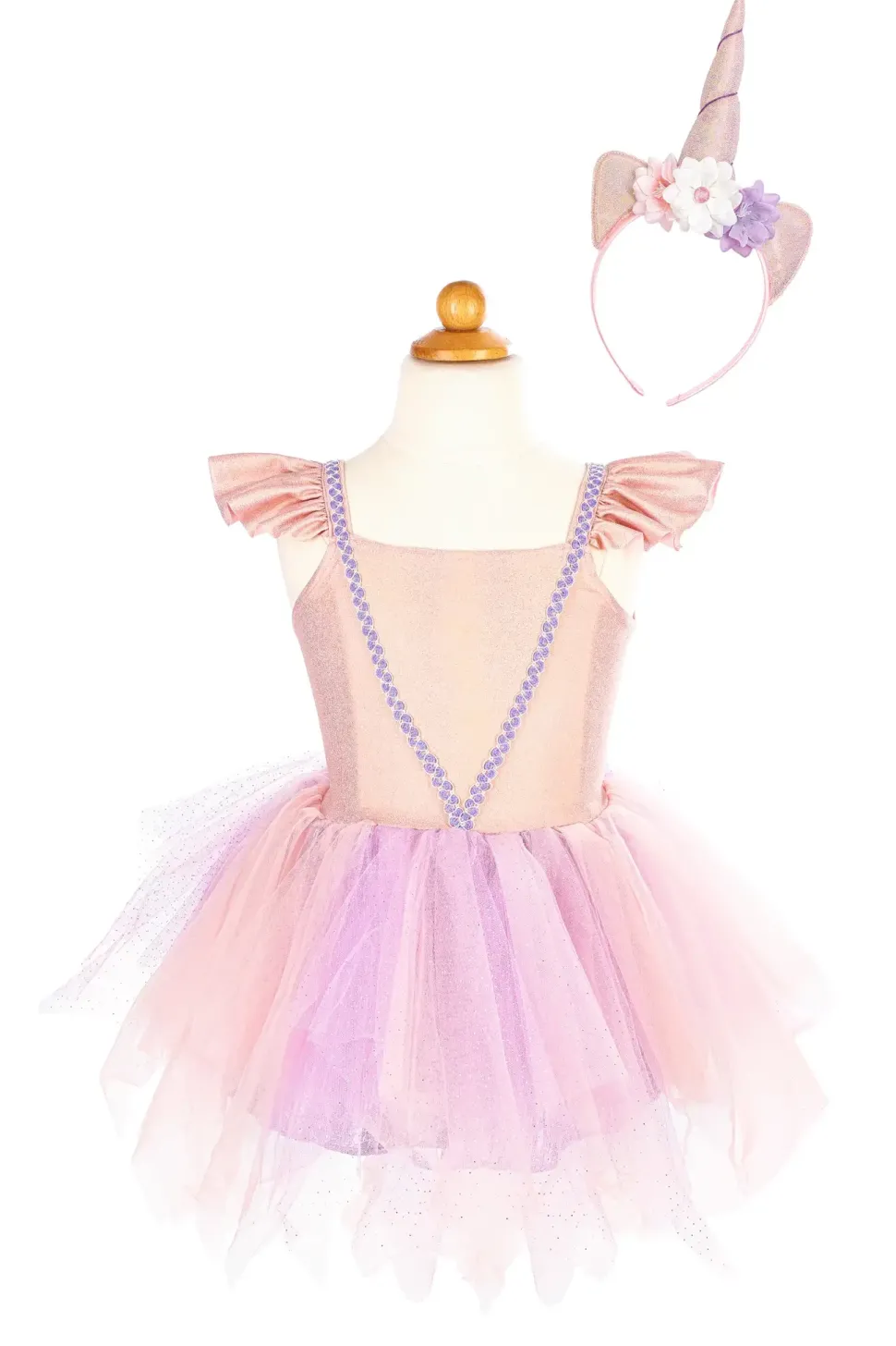 Great Pretenders Shimmer Unicorn Jurk & Diadeem Pink size 5-6