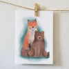 Lotte Drouen Ansichtkaart Knuffelende Vos, Beer en Muis