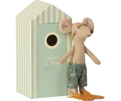 Maileg Knuffelmuis Beach Mice Big Brother in Strandhokje