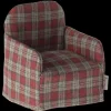 Maileg Poppenhuis Stoel Rood Geblokt 7.5cm
