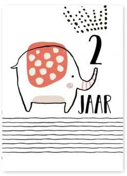 Wenskaart 2 Jaar Olifant