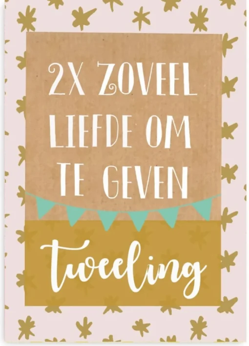 Wenskaart 2x zoveel liefde om te geven (tweeling)