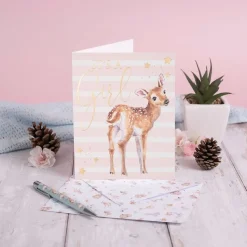 Wrendale Designs Wenskaart Loved Deerly - It's a Girl